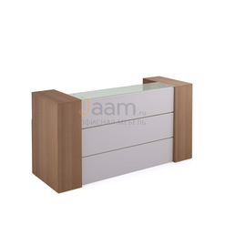 Стойка ресепшн Стойка регистрационная со стеклом и двумя шкафами для документов PZ/R201/3