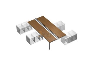 Мебель для персонала Рабочая станция (4х160) с ProSystem на 4-х опорных тумбах левых (БЕЗ ТУМБ) КВ 0152-2